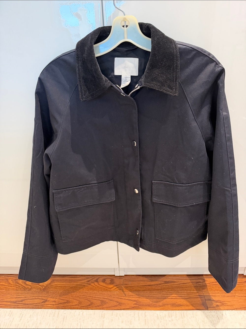 H&M Navy Utility Jacket with Corduroy Collar